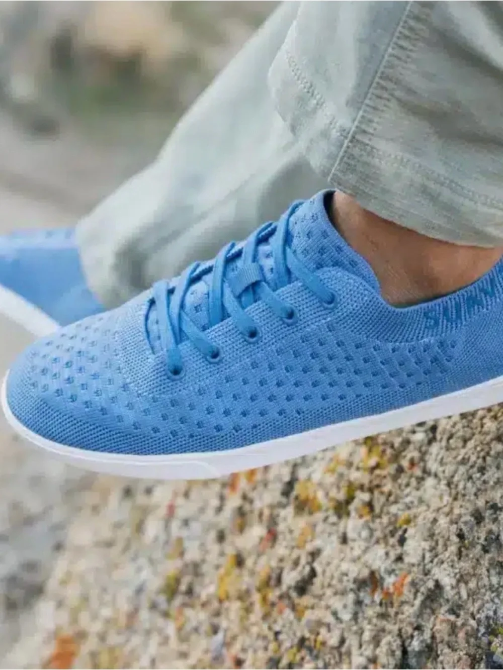 Women’s Knit Lace-Up Sneakers in Blue by Suavs